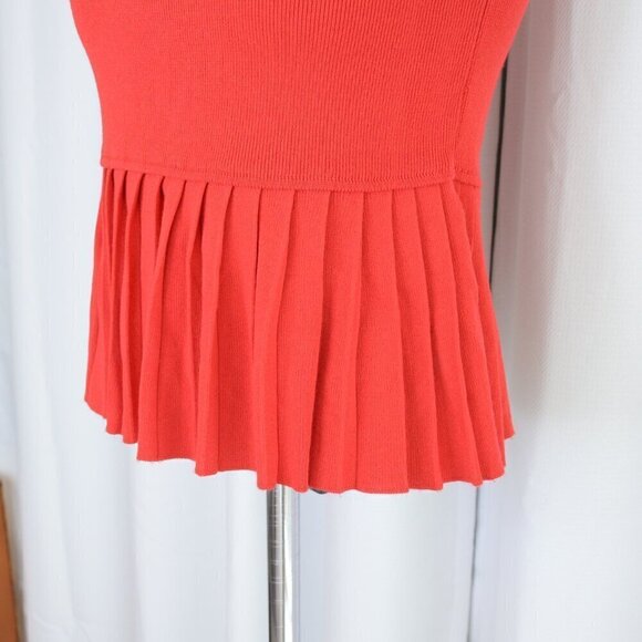 Pinko Cherry Red Italian Sleeveless Knit Pleated Top Sz XS - Picture 5 of 7